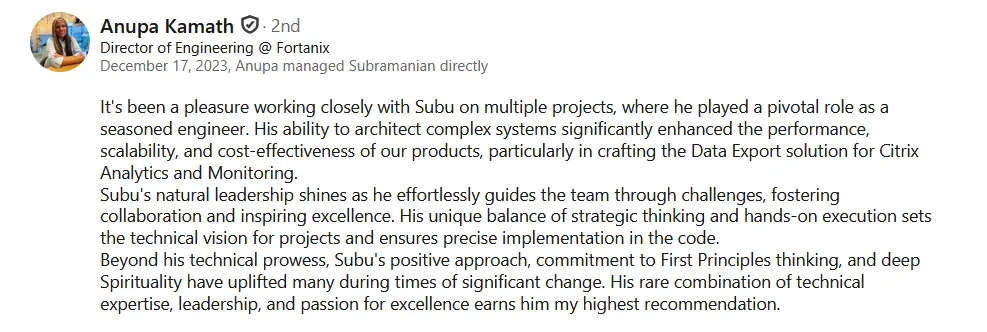 LinkedIn recommendation 4